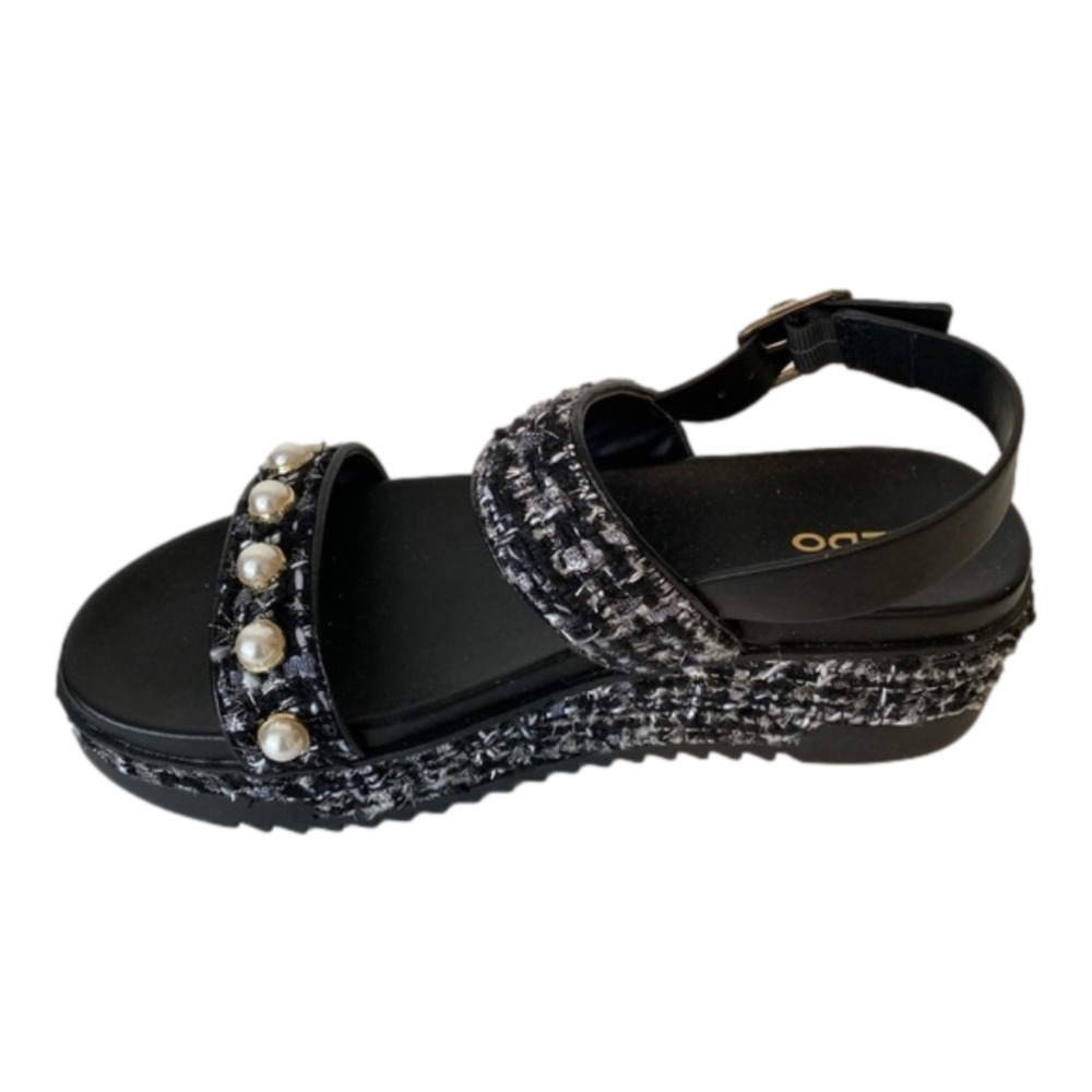 ⭐️2 x HOST PICK⭐️ Aldo Tweed Platform Sandals with Pearl Embellishments - Picture 3 of 7